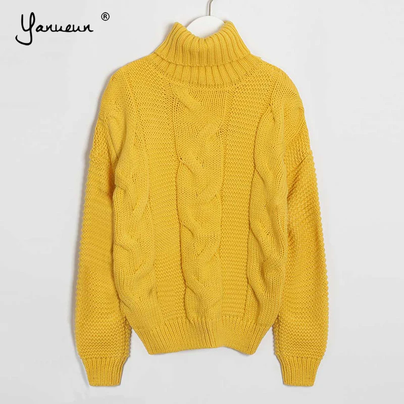 Yanueun женский свитер Повседневный Одноцветный водолазка Женский вязаный пуловер