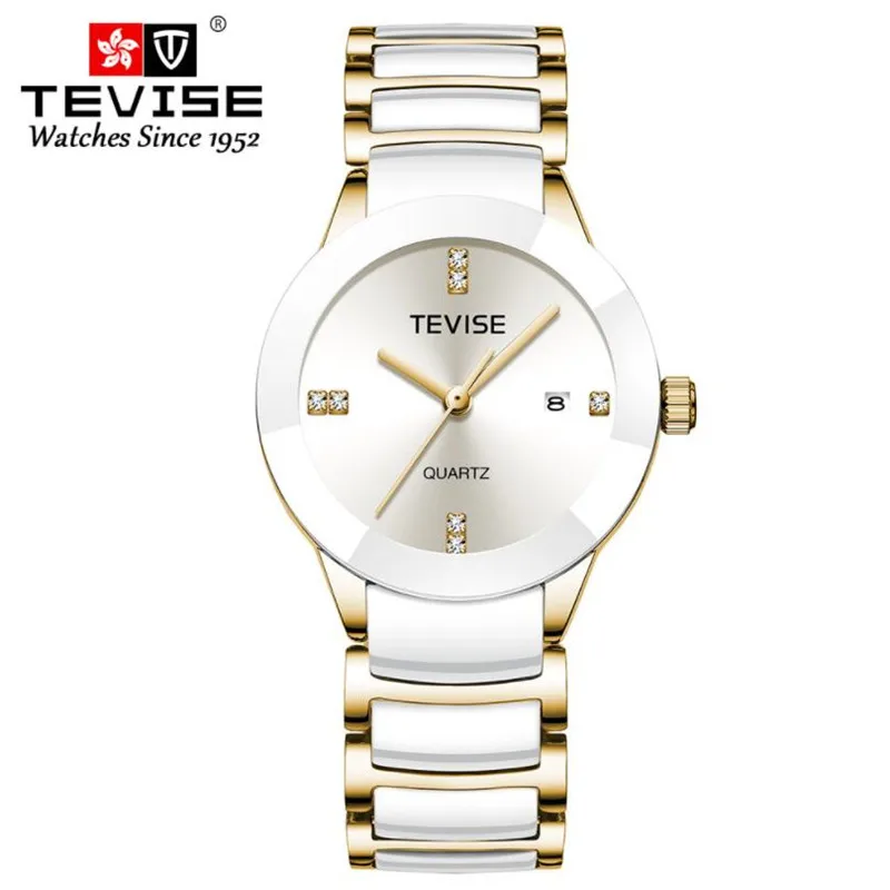 

TEVISE Original Brand Couple Watch Men Watch Women White Ceramic Fashion Watches Clock reloj hombre reloj mujer montre