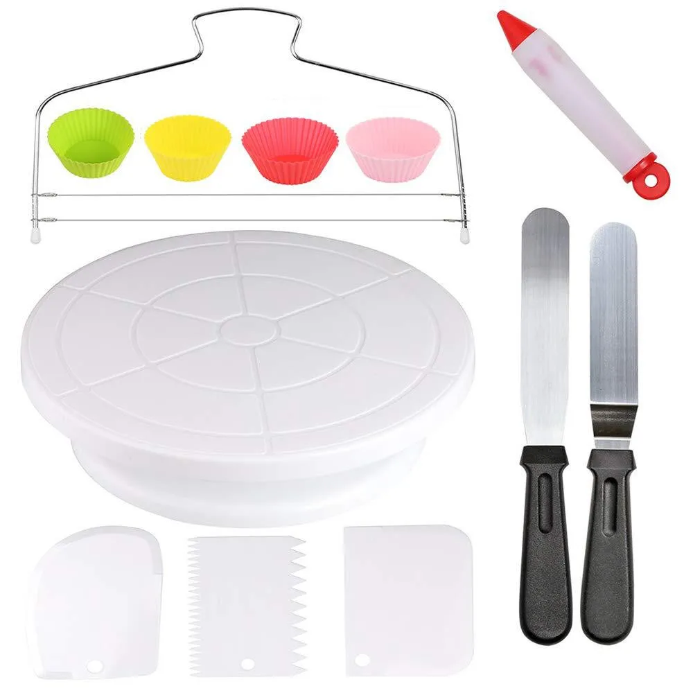 12pcs Plastic Cake Plate Turntable Rotating Anti-skid Cake Stand Cake Decorating Rotating Table Cake Spatula DIY Baking Kitchen 12pcs Plastic Cake Plate Turntable Rotating Anti-skid Cake Stand Cake Decorating Rotating Table Cake Spatula DIY Baking Kitchen