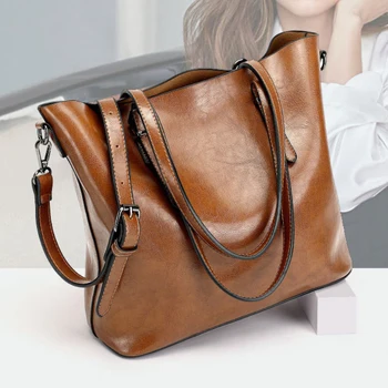 

Luxury Designer Women's Shoulder & Tote Sling Casual Satchel Bags Europe and Amer Retro Large Capacity PU Leather Crossbody Bag