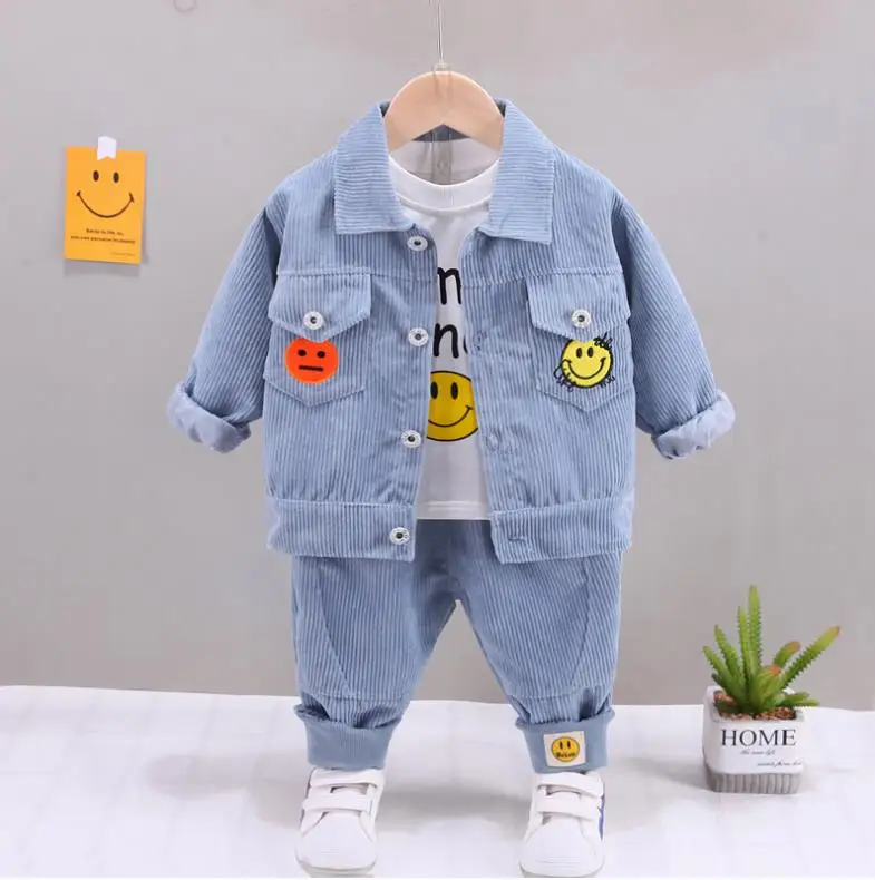 newborn baby clothing set Children overalls sportswear set 1-5Y boys girls Lapel corduroy coat+shirts+pants 3pcs Toddler Infant outfits kids baby clothes sun baby clothing set Baby Clothing Set