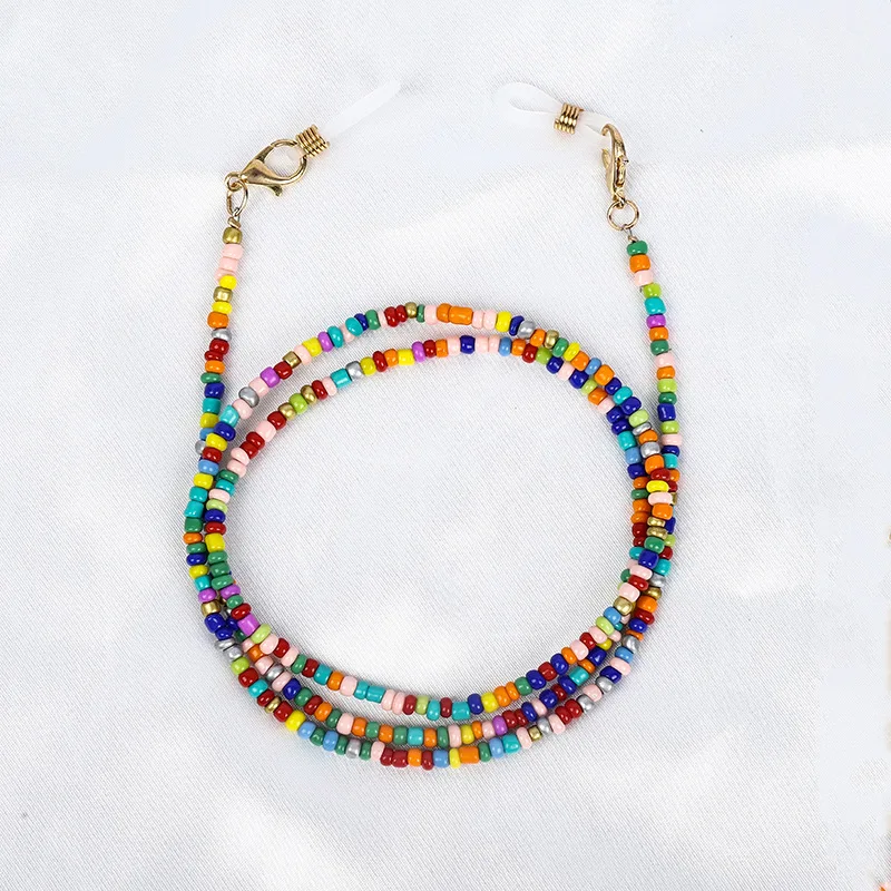 Bohemian Colored Glasses Chains Mask Strap Beaded Women Face Mask Lanyard Anti Slip Women's Neck Chain for Eyeglass Sunglasses glasses straps glasses chain glasses retainer