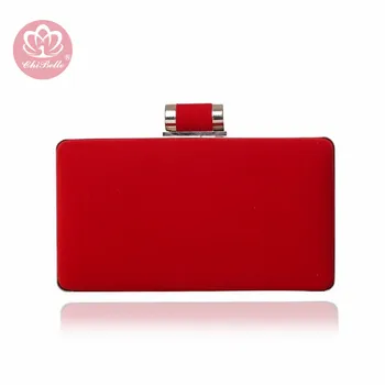 

Chi Belle simple design velvet material evening clutch bag trend case chain red wedding bride fashion female handbag manufacture