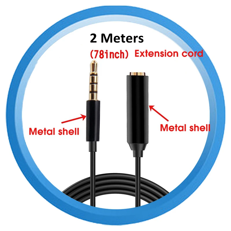 3,5 мм Микрофон Продлить шнур 2 м микрофоны Удлинительный кабель 4-полюсный автоматический TPE проводной металлический корпус аудио кабели для Аксессуары для микрофона