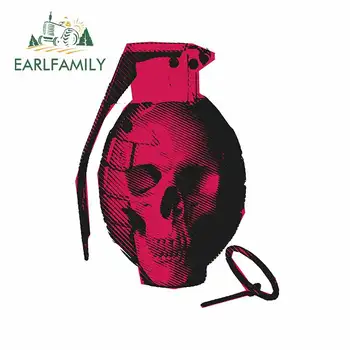 

EARLFAMILY 13cm x 9.8cm For Skull Grenade Scratch-Proof Car Stickers Sunscreen Decal Funny Car Styling Waterproof Decoration