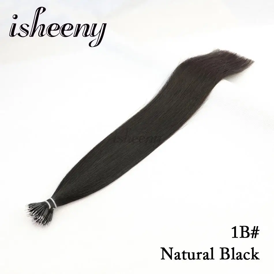 14 дюймов прямые микро бусины европейские Remy Nano кольцо звенья человеческих волос для наращивания 0,6 г/стенд блонд черный 10 цветов - Цвет: # 1B
