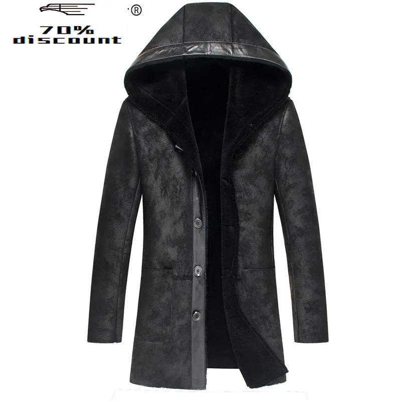 

Genuine Leather Jacket Winter Jacket Sheepskin Men's Leather Jackets Male Natural Wool Fur Coat Cuero Genuino 8000 MY053