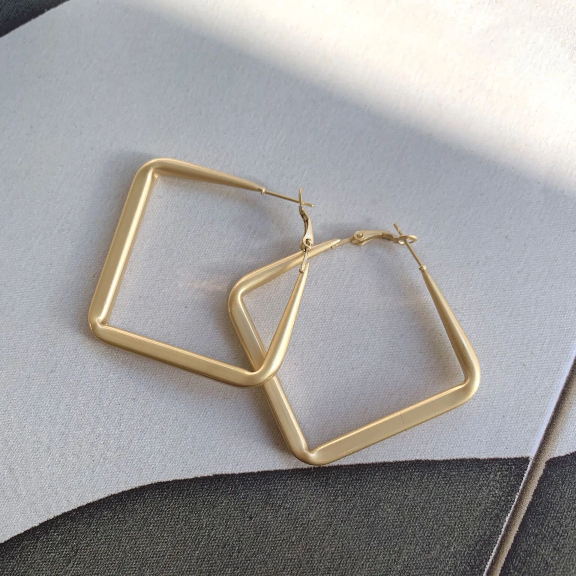 925 silver needle Golden earrings 24 k gold plating Geometry of ear ring Women earrings Personality fashion