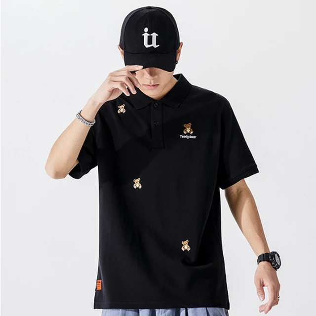 Lyprerazy Summer Teedy Bear Embroidery Polo Shirt