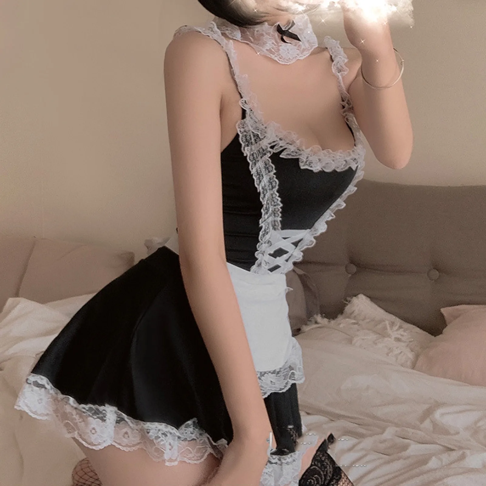 Maid Costumes Outfit Women Role Play Cosplay See-through Erotic Sexy Costumes Dress Uniform Lolita Clothing