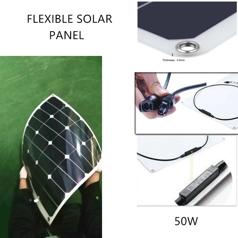 

2019 best price flexible solar panel 50 Watt high efficiency sunpower solar panels sunpower solar cell 12v battery charger 3pcs