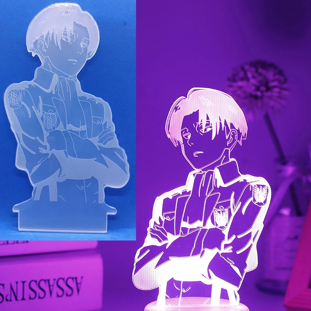 star wars night light Attack On Titan LED Night Light Anime Figure Sunset Lamp Banana Fish Decor Kid Gift Base And Acrylic Board Are Sold Separately candle night Night Lights