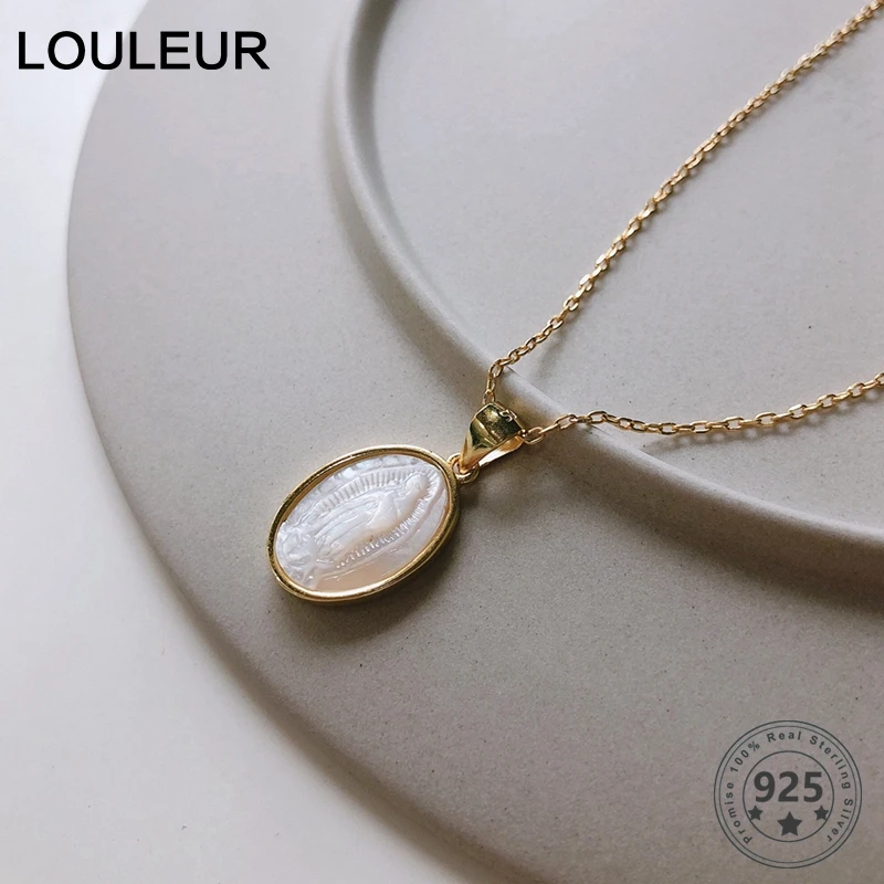 LouLeur, 925 пробы, Серебряная оболочка, ожерелье с Девой Марией, золото,, западный стиль, подвеска с Мадонной подвеской для женщин, ювелирное изделие, подарки