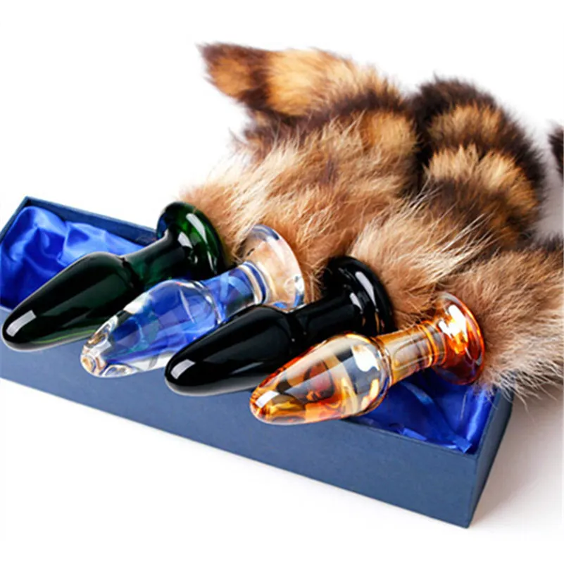 h00uMGlass Butt Plug with Faux Fur Tail (6)_副本