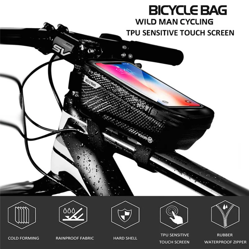 Сумка для горного велосипеда для велоспорта Водонепроницаемая MTB Передняя сумка 6,2 дюймов Чехол для мобильного телефона для велосипеда Топ труба сумка Велоспорт аксессуар