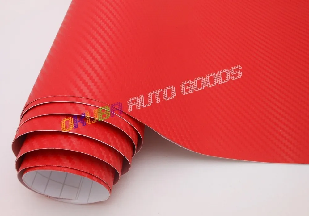 Высококачественная красная 3D Виниловая пленка для автомобиля из углеродного волокна с безвоздушным FedEx Размер: 1,52*30 м