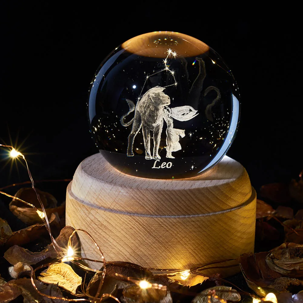 

Leo 12 Constellation Star Astro Sky Night Light 3D Crystal Ball Lamp LED DIY Romantic Home Decor Christmas Gift New Year Gifts