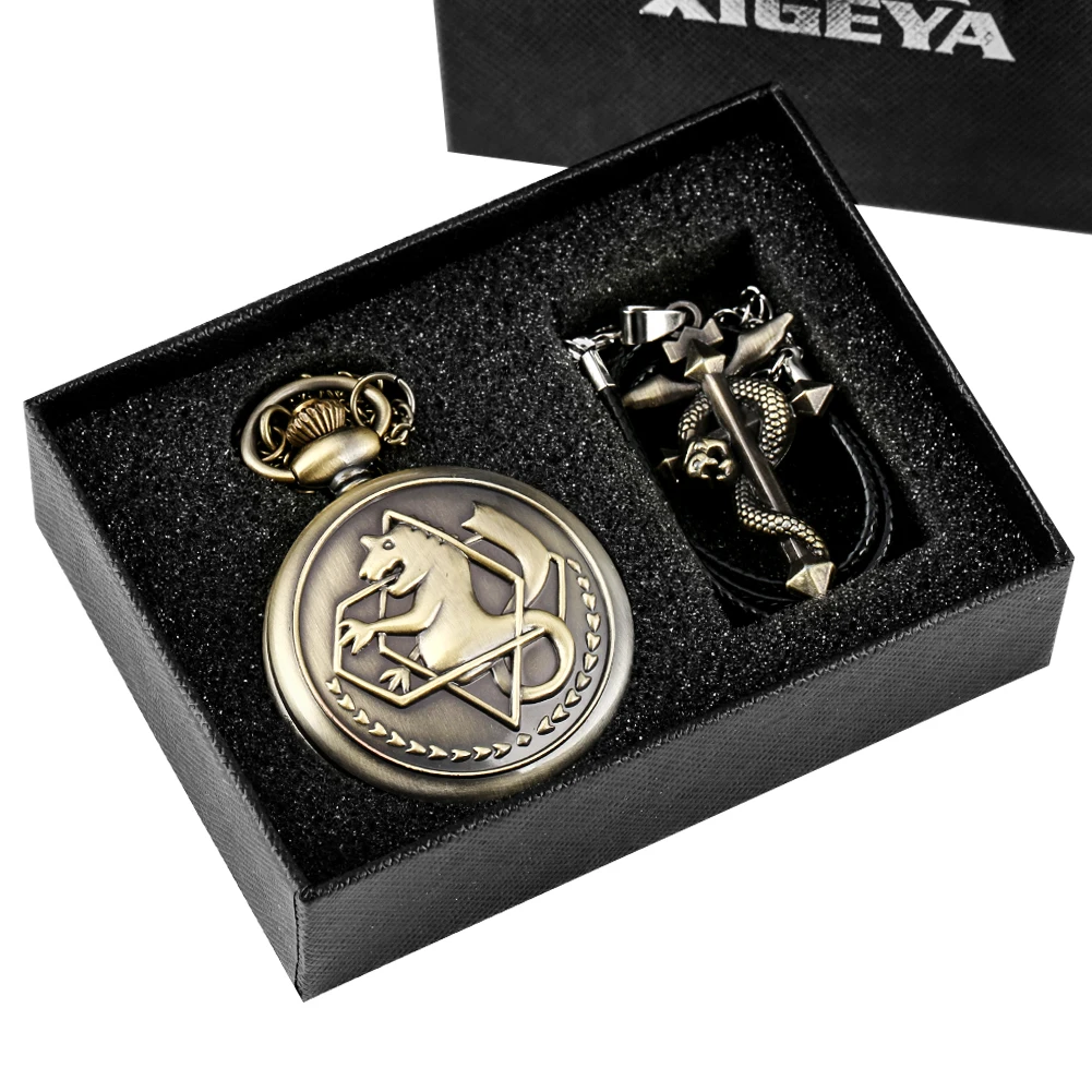 Anime Necklace Clock Pocket-Watch Fullmetal Alchemist-Silver/bronze Japan Pendant Gifts-Set