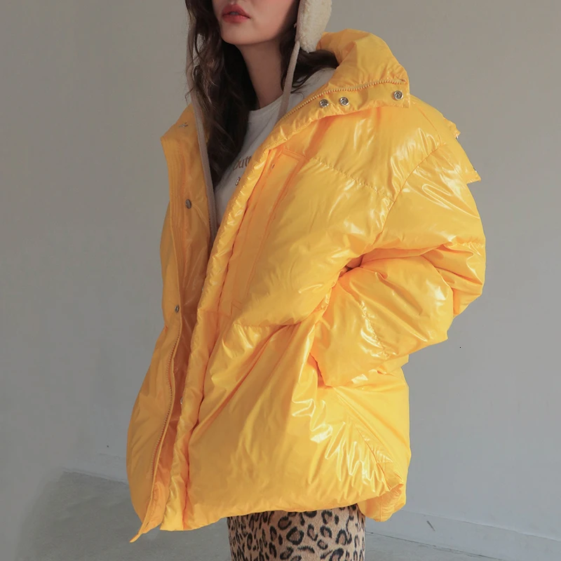 SHENGPALAE Новая модная зимняя куртка Для женщин с капюшоном воротник съемный свободные Повседневное прилив Хай-стрит хлопчатобумажное пальто женские A220 - Цвет: yellow