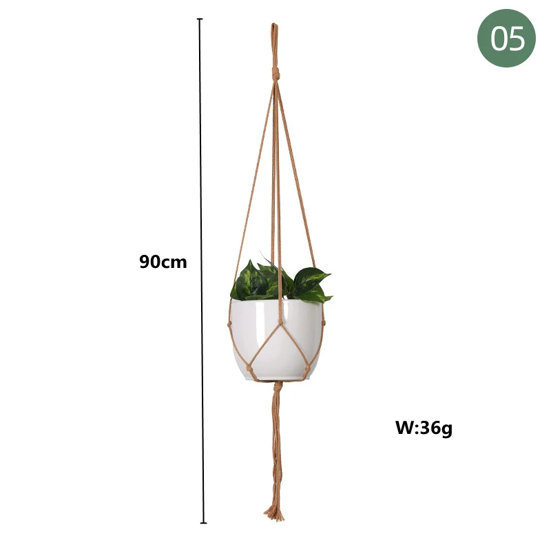 Macrame handmade plant hanger baskets flower pots holder balcony hanging decoration knotted lifting rope home garden supplies cement flower pots