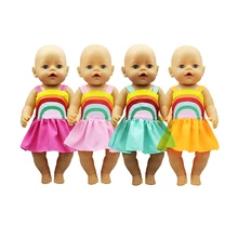 Новое Радужное платье, Одежда для куклы, подходит для 43 см, детская одежда, аксессуары для куклы реборн