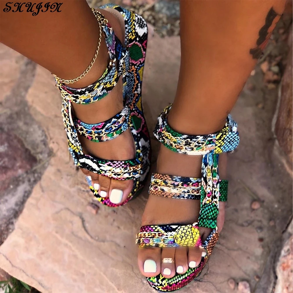 Women Sandals Ladies Open Toe Serpentine Beach Shoes Ankle Strap Wedges Heels Comfortable Platform Female Summer 2020 | Обувь