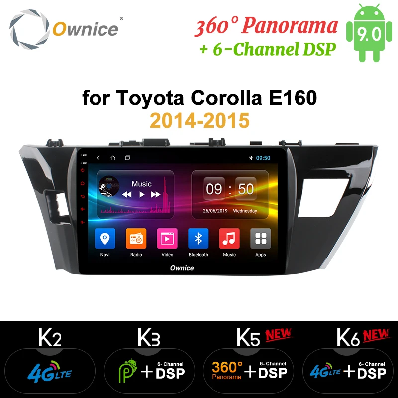 Ownice Android 9,0 360 панорама DSP k3 k5 k6 Автомагнитола gps 4 Гб+ 64 ГБ для Toyota corolla E160 Lewin 2013- 4G SPDIF