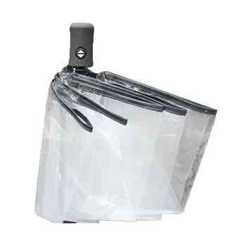 

3 Colors Fully Automatic Umbrella Three Folding Clear Windproof Umbrellas Women Men 8 Rib Rainproof Transparent Umbrella Gift