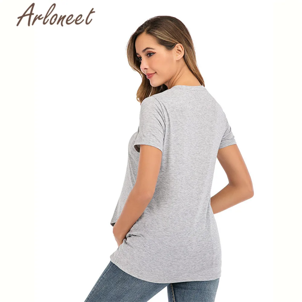 Одежда arloneet, женская блузка для беременных, короткий рукав, футболка для кормящих, черная блузка для грудного вскармливания, женская повседневная одежда для беременных