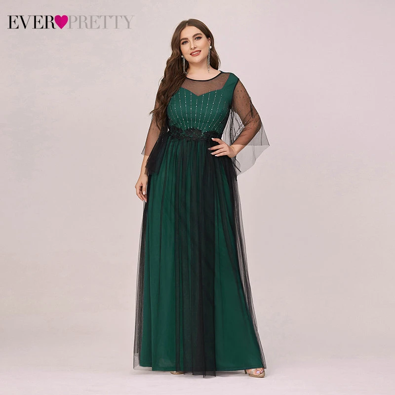plus size dark green dress