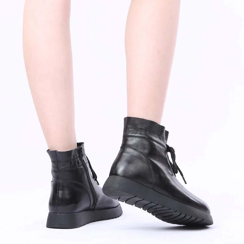 Tanie DRKANOL 2019 wodoodporne damskie śniegowe buty 100% prawdziwej skóry wełny platformy botki dla kobiet zimowe futro ciepłe płaskie buty