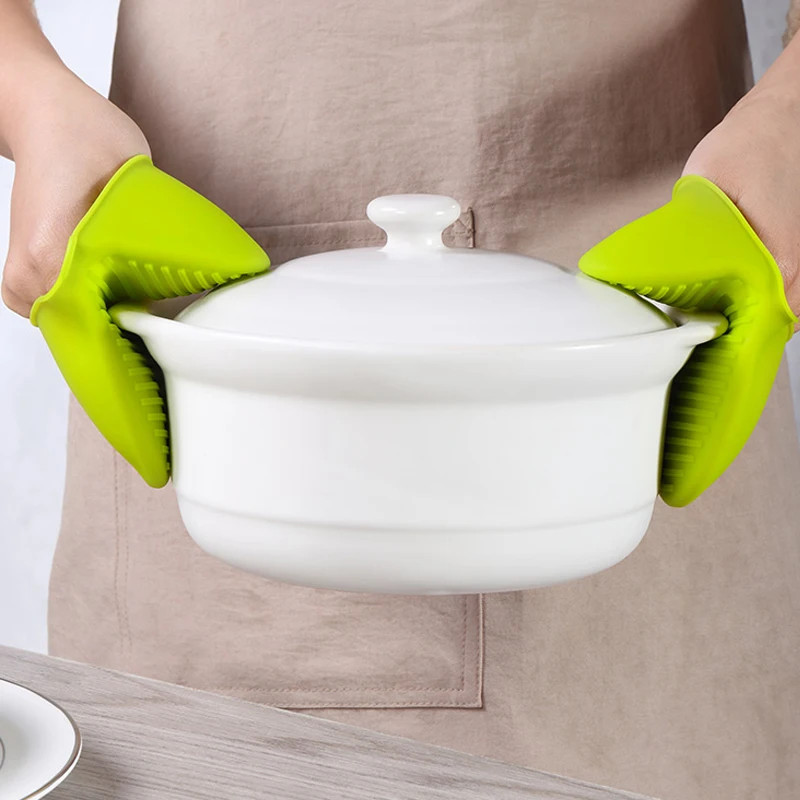 Silicone Kitchen Baking Oven Heat Resistant Gloves Insulation Non Stick Anti-slip Grips Bowl Pot Clips Cooking Baking Oven Mitts