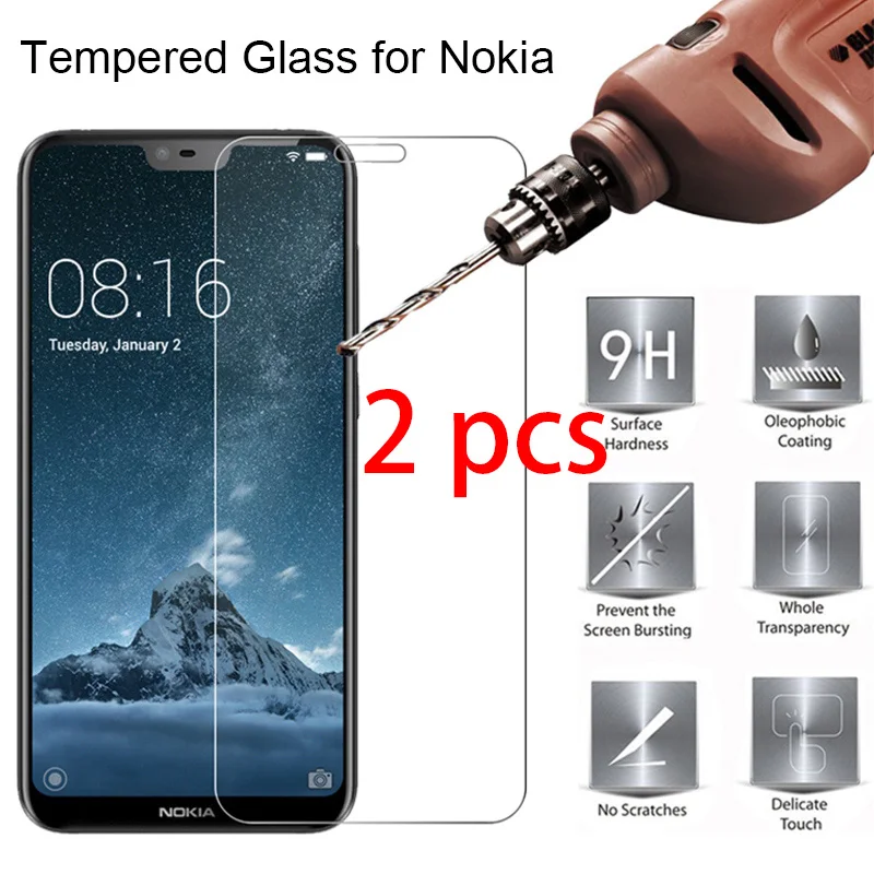 2 шт 9H закаленное твердое Закаленное стекло-экран протектор для Nokia 9 8 7 Plus 6 5 Защитное стекло для телефона на Nokia 3,1 Plus 2,1