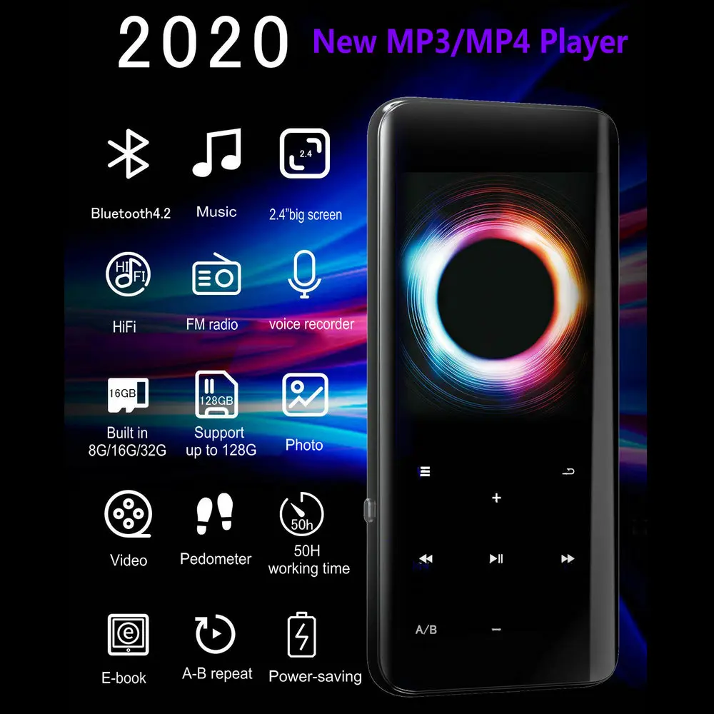 Vandlion X8 Digital MP4 MP3 Music Player HiFi Audio Recorder 50H Working Time E-book Reading 2.4 inch Big Screen Video Playback