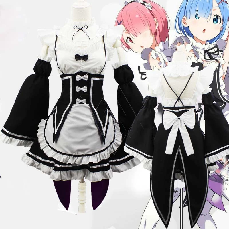 Anime Ram Rem Cosplay Re Zero Kara Hajimeru Isekai Seikatsu Life In A Different World Costume Maid Servant Dress Wig Uniforms Aliexpress