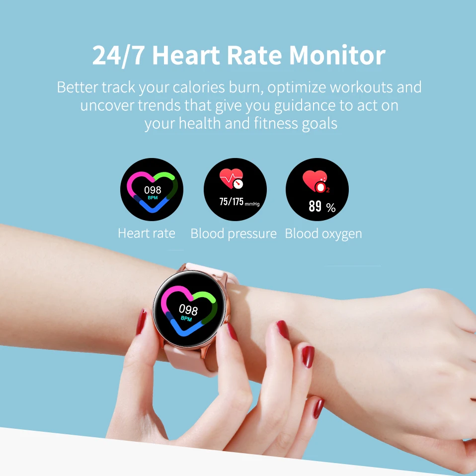 2021 новые женские Smartwatch IP68 Водонепроницаемый Носимых устройств монитор