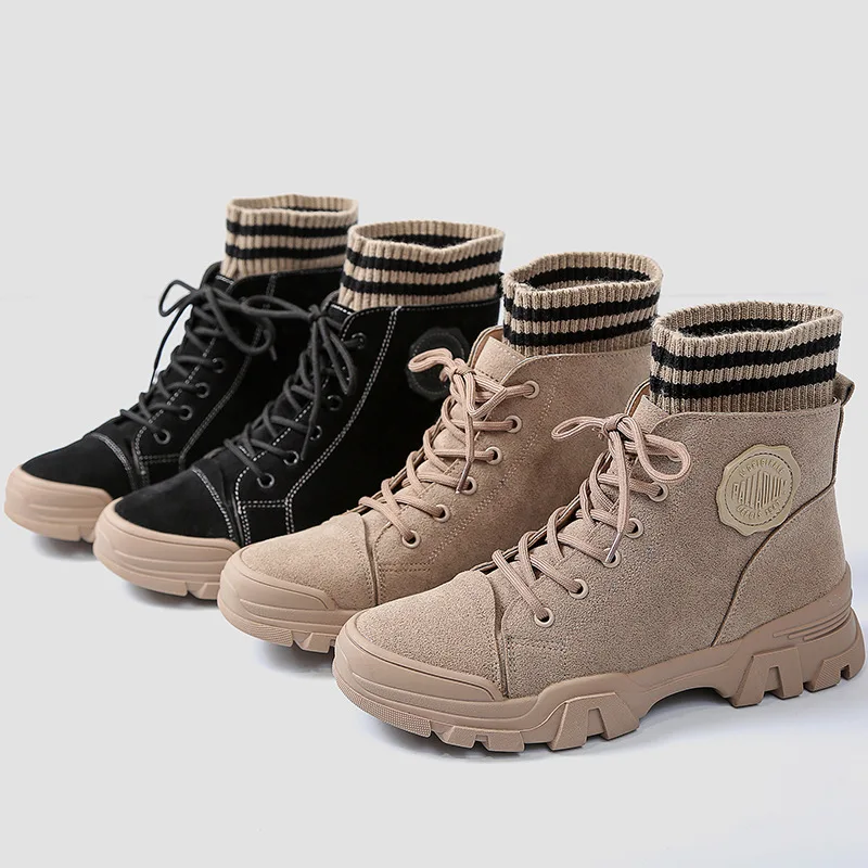 

2019 Autumn and Winter New Women's Boots British Wind Socks Boots Fashion Motorcycle Boots Retro Europe and Martin Boots