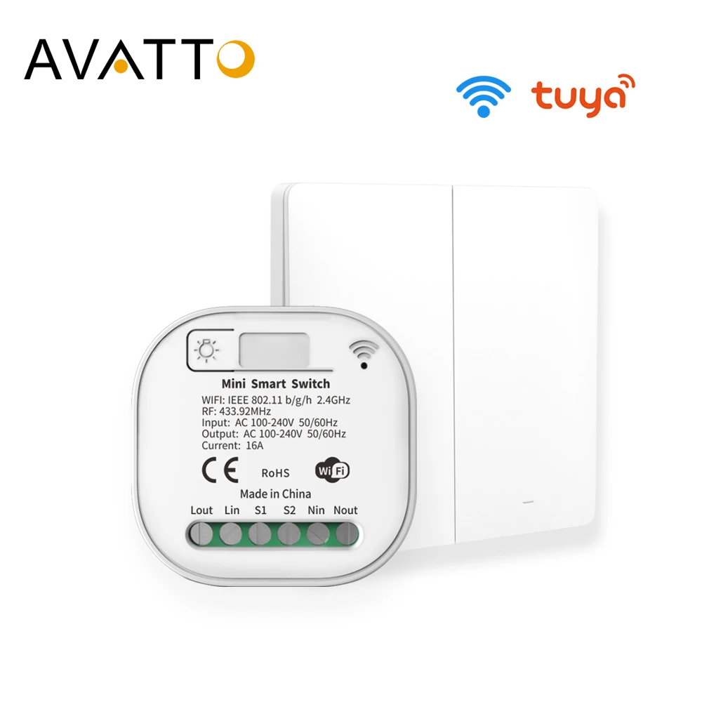AVATTO Tuya 16A WiFi módulo interruptor con 2 Control DE vía RF No batería sin varilla Luz de casa inteligente interruptor para Alexa de Google
