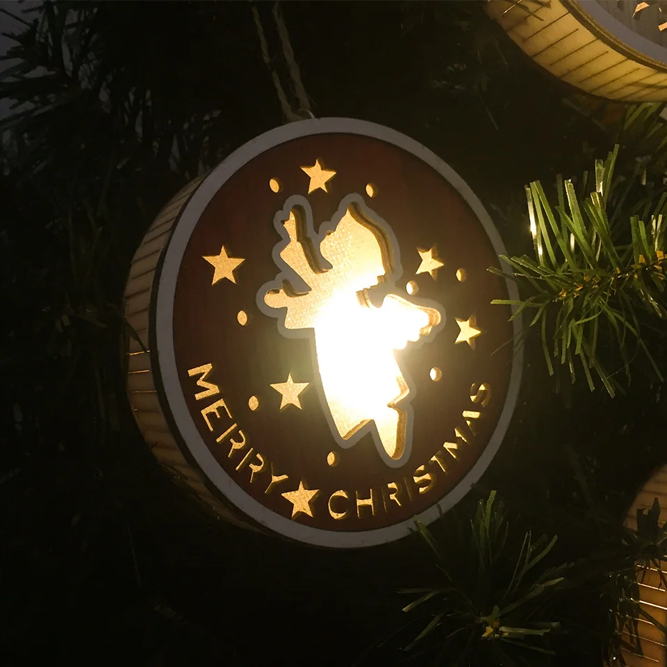 NICROLANDEE деревянный Рождественский круглый Сияющий кулон в виде дерева, креативные полые украшения для дома, вечерние украшения, новые украшения для рукоделия