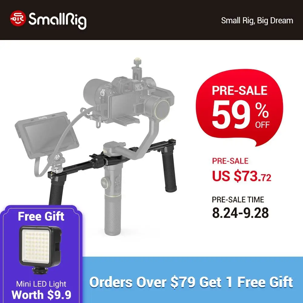 

SmallRig Dual Handgrip With 1/4"-20 & ARRI 3/8-16 screws & NATO Rail & Cold Shoe for ZHIYUN CRANE 2S Handheld Stabilizer - 3004