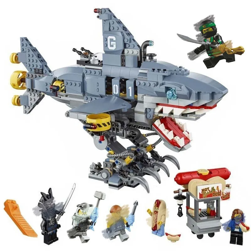

The Ninjago Movie Building Blocks Kit DIY Bricks Shark Garmadon Figures Compatible with Legoinglys Ninja Series 70656Ninja Toy