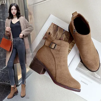 

Women's boots children's thick heel zipper boots winter new comfortable breathable wild Martin boots women's high heels
