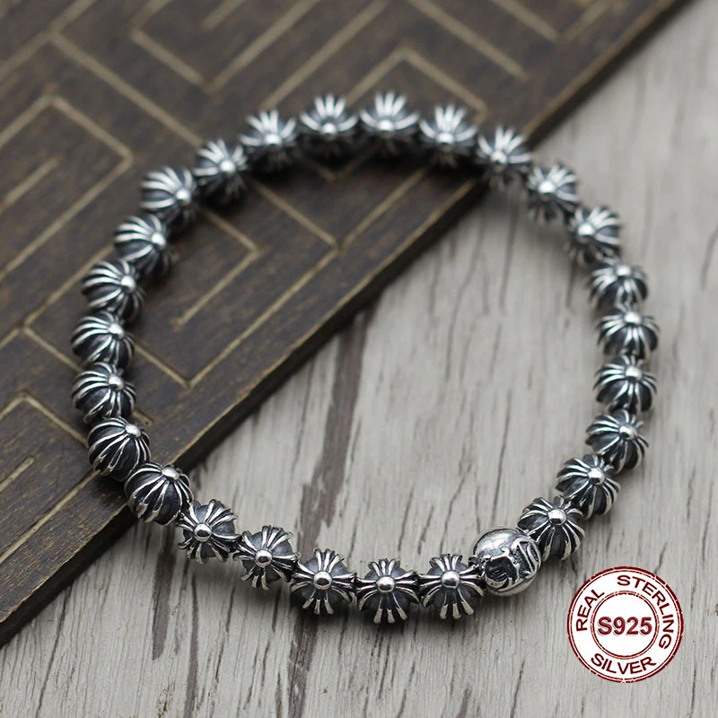 

S925 Sterling Silver Handle cross Personality retro couple models Classic punk style Send a gift to love letter