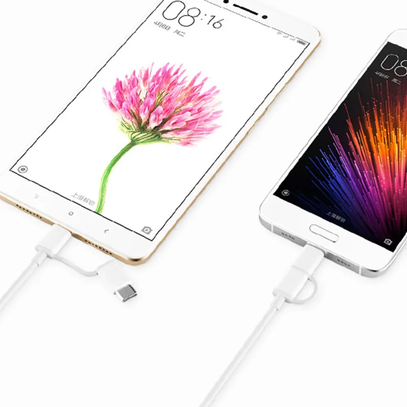 Кабель Xiaomi 2 в 1 Micro Usb для type-c 2a 30 см 100 см поддерживает синхронизацию данных с быстрой зарядкой