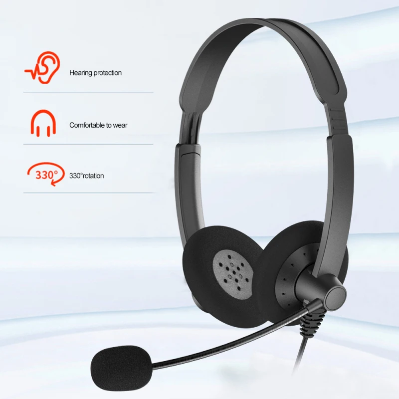 T28 3.5mm USB Computer Headset Noise Reduction Headphone With Mic Handsfree Headphones For Office Outdoor Call Center | Электроника