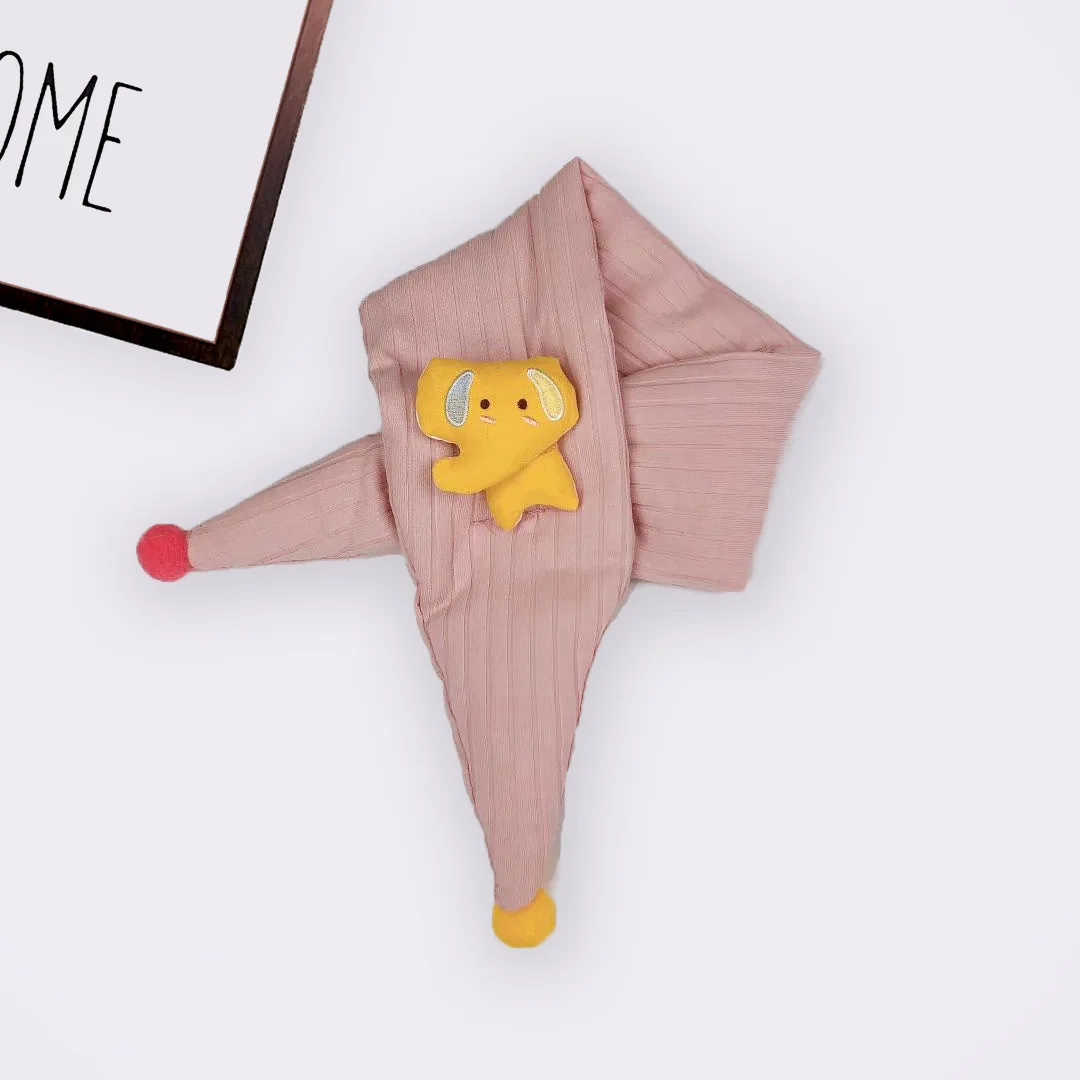 Pink Elephant Зимний милый детский шарф для мальчиков и девочек, детские шарфы, детский плотный шарф с помпоном, шейный платок - Цвет: Pink Elephant