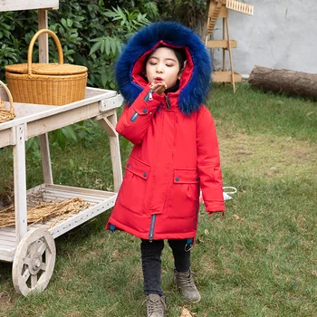 

-30 degrees Winter Girls Parka Coats Hooded Fur Collar Down Jacket Children Warm Outerwear Kids Down Coats For Girls 6-14 Years