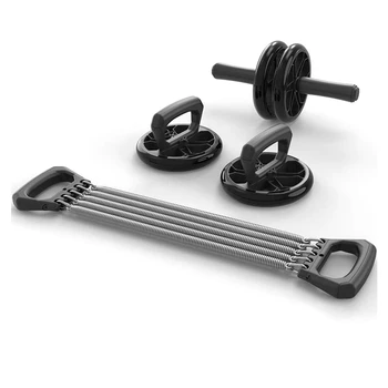 

1 Set Exercise Abdominal Wheel Ab Roller and Elastic Bands,Push Up Bar for Exercise Hip Trainer Training Gym Equipment
