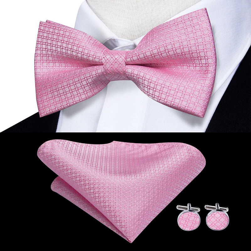 LH-501 Hi-Tie Шелковый мужской галстук-бабочка для мужчин Классический Пейсли Свадебная вечеринка галстук-бабочка платок запонки набор золотой галстук-бабочка - Цвет: LH-742