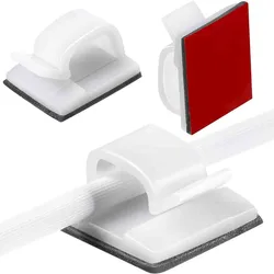 Self - Adhesive Cable Clips - Cord Management and Organizing Solution (20/50 Pack) - Black Wire Holders for Home, Office, and Car (50Pcs)